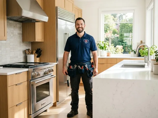 Appliance Repair Hero technician in a Aurora, OR kitchen after an appliance repair